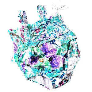 New Janie & Jack 18-24 Months Tropical Floral Smocked One-piece Swimsuit NWT